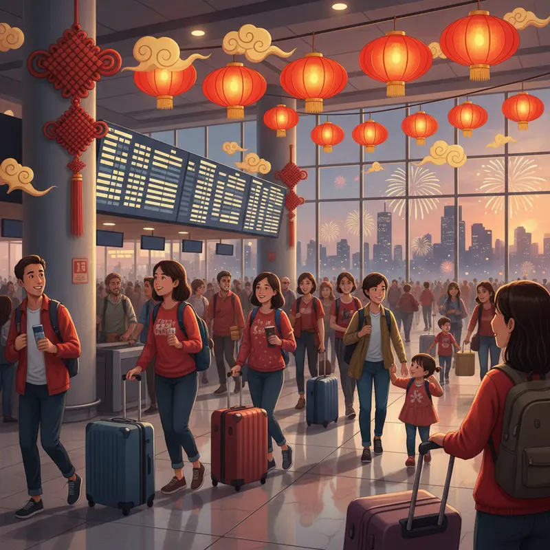 Sân bay tấp nập du khách trong dịp cao điểm Tết Nguyên Đán.