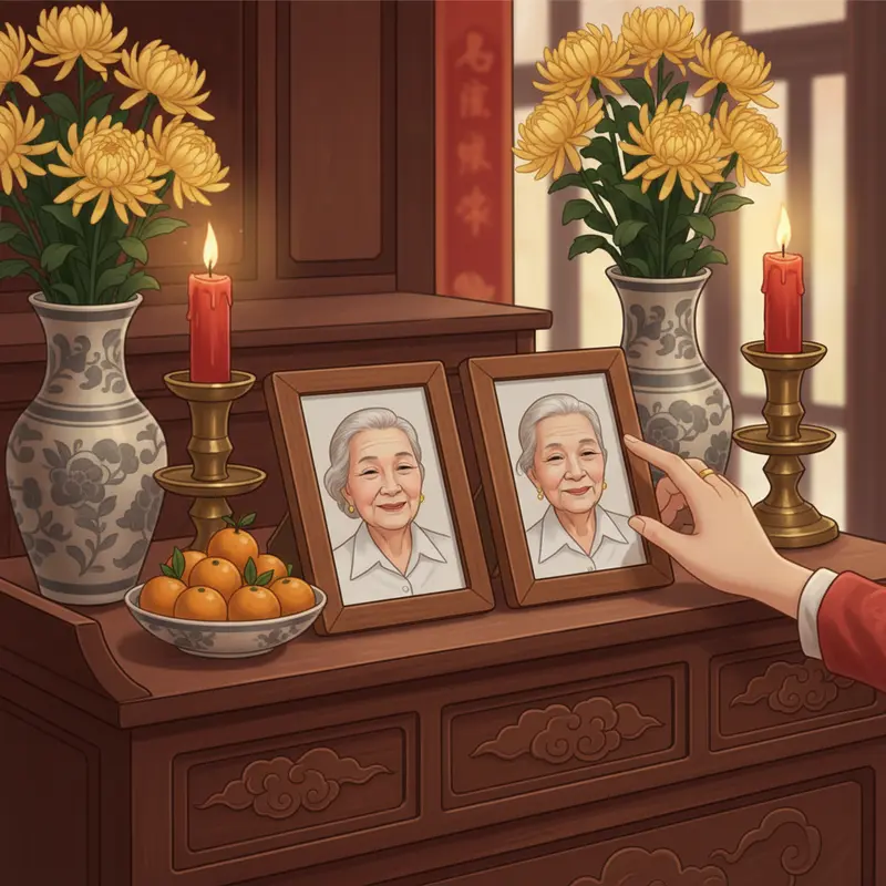Bàn thờ gia tiên được phân chia theo tôn ti trật tự nghiêm ngặt.