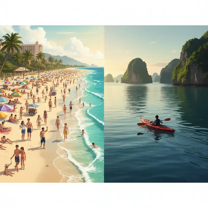 Sự đối lập về thời tiết giữa nắng ấm phương Nam và sương mờ phương Bắc dịp Tết.