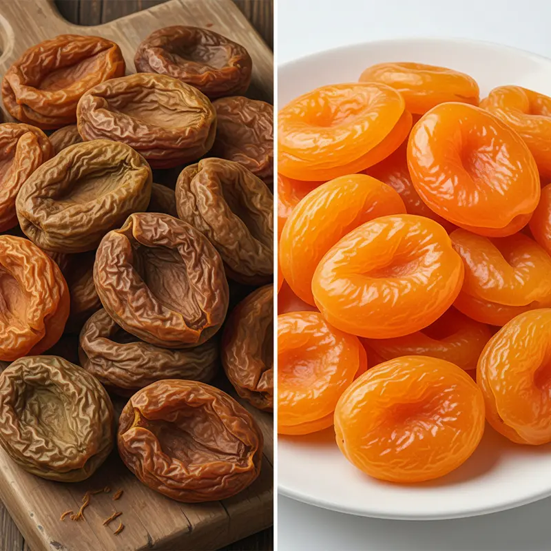 Sự khác biệt rõ rệt về màu sắc giữa trái cây sấy tự nhiên và sấy hóa chất