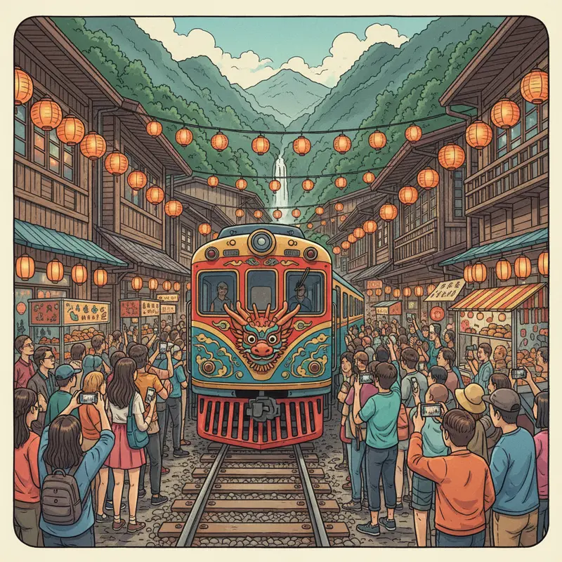 Phố phường Đài Loan rực rỡ sắc đỏ của đèn lồng dịp Tết Nguyên Đán.