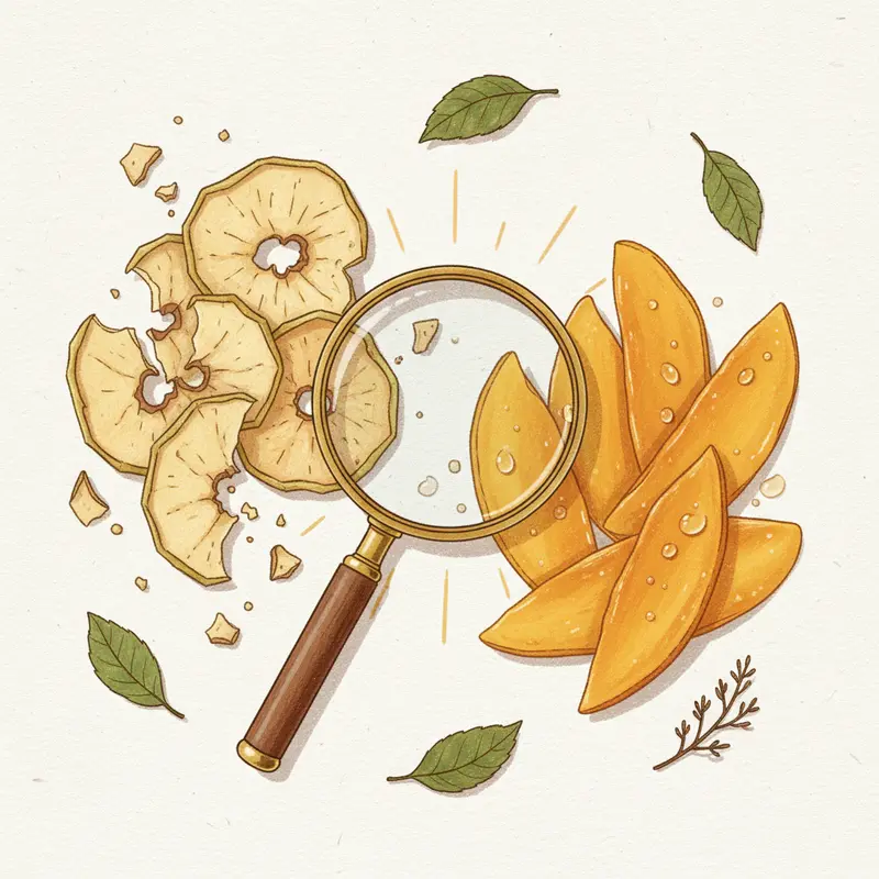 Phân biệt kết cấu và chất lượng sản phẩm sấy qua quan sát.