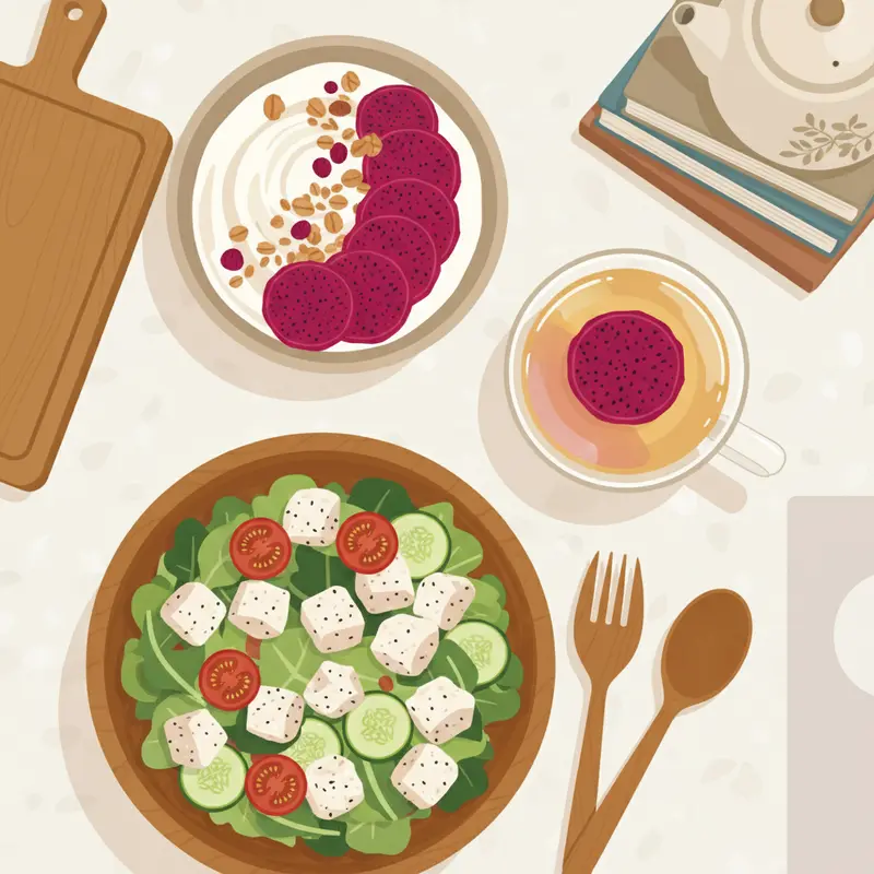 Sự tương phản màu sắc giữa thanh long ruột đỏ và ruột trắng sau khi sấy.