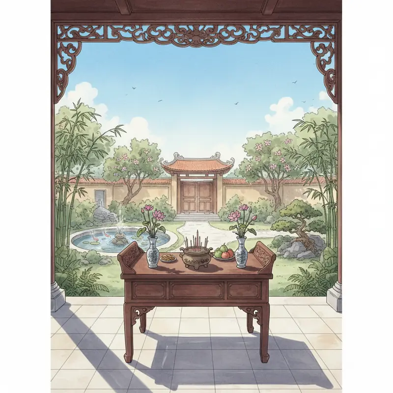 Bàn thờ thiên là cầu nối tâm linh giữa con người và vũ trụ.