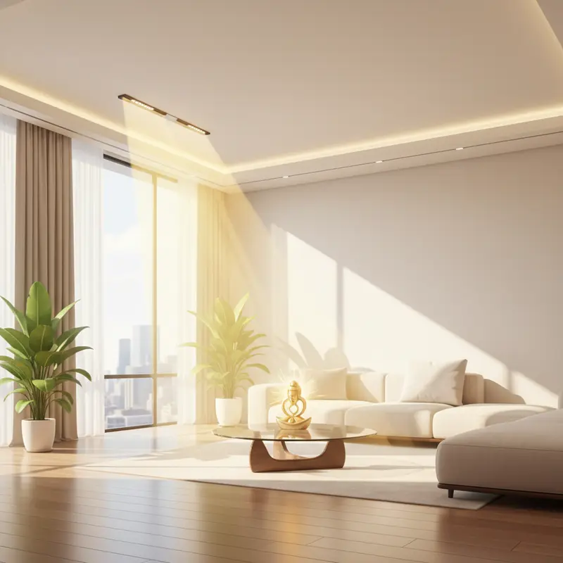 Góc chéo đối diện cửa chính là vị trí tụ khí tốt nhất.