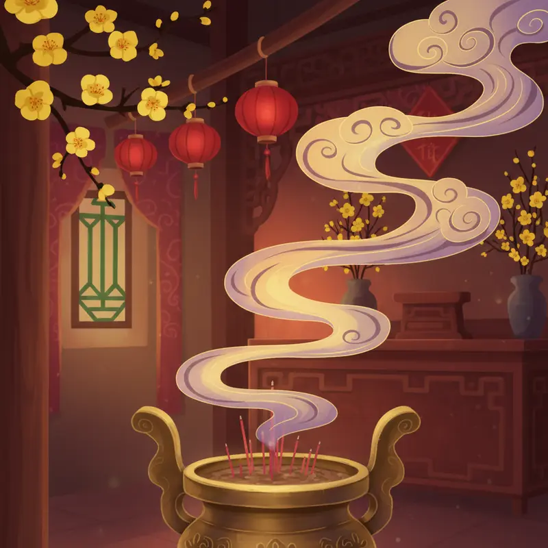 Làn khói hương là cầu nối tâm linh và phong thủy quan trọng trong ngày đầu năm.