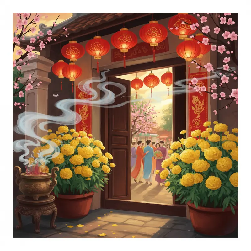Cúc vạn thọ nở rộ biểu trưng cho sức sống mãnh liệt và sự trường tồn.