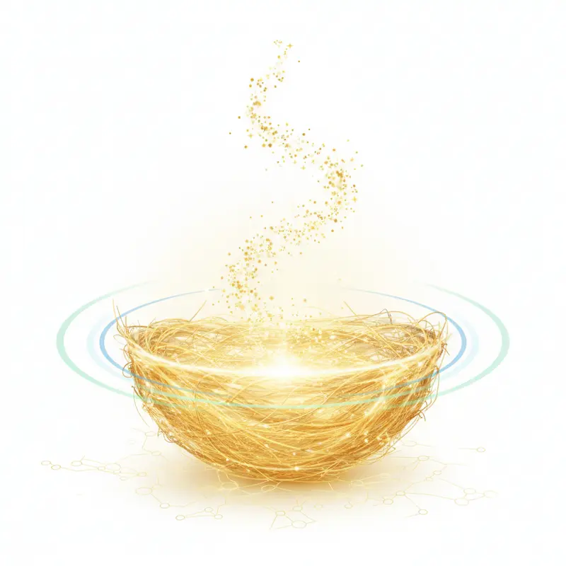 Cấu trúc sợi dài và lớp vụn bên trong của tổ yến tinh chế.