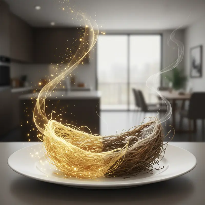 Cận cảnh cấu trúc nguyên bản của tổ yến rút lông khô