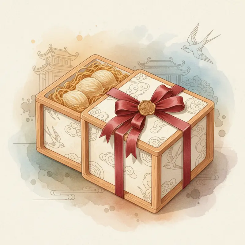 Hộp gỗ mỹ thuật bảo quản yến sào.