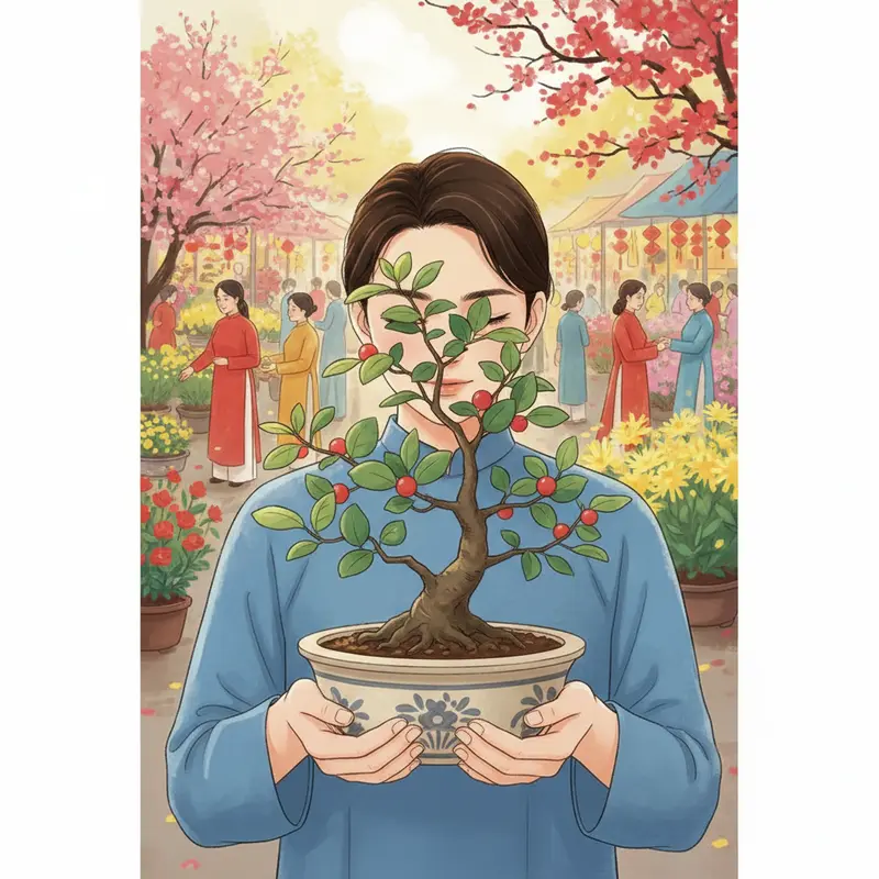 Chồi non (lộc) biểu tượng cho sự khởi đầu mới và sinh khí đất trời.