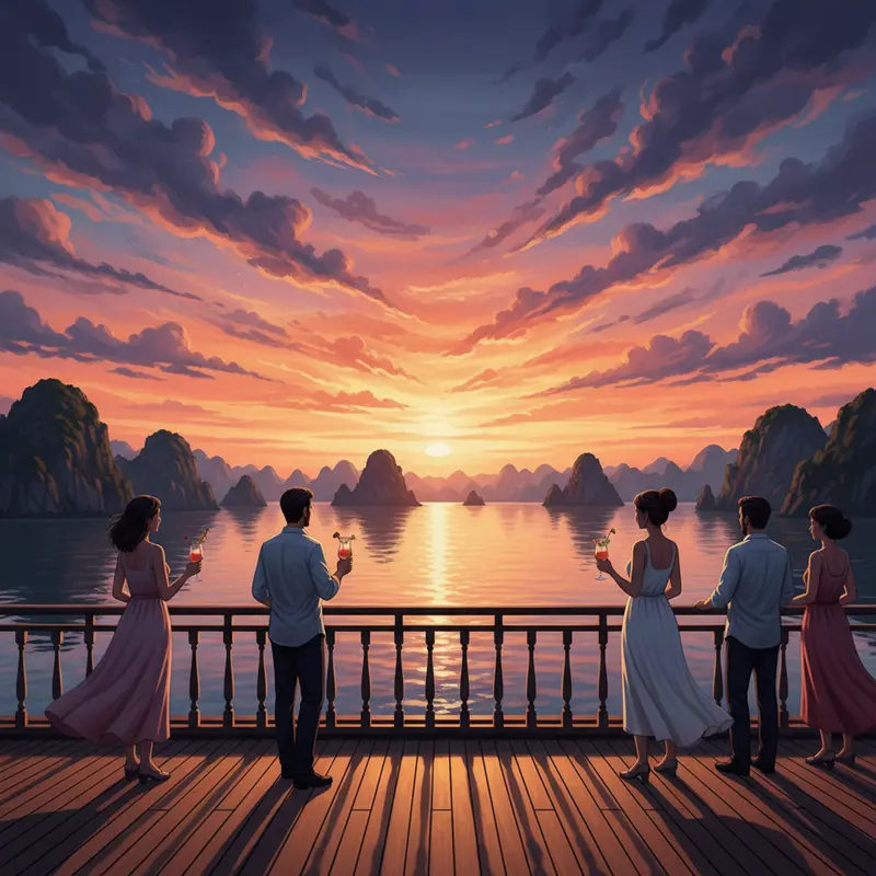 Sự đối lập giữa vẻ nhộn nhịp của Hạ Long và nét thanh bình của Lan Hạ.