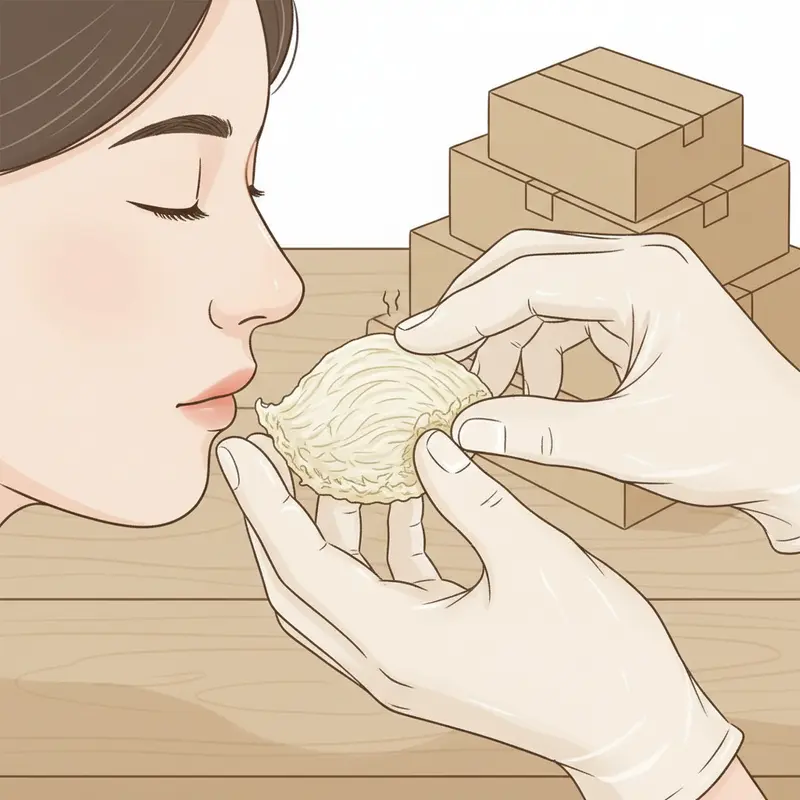 Sự khác biệt rõ rệt giữa sợi yến khỏe mạnh và khu vực bị nhiễm nấm mốc.