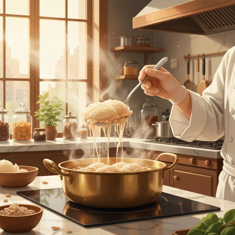 Sự khác biệt rõ rệt về cấu trúc giữa yến thô nguyên bản và yến tinh chế sạch lông.