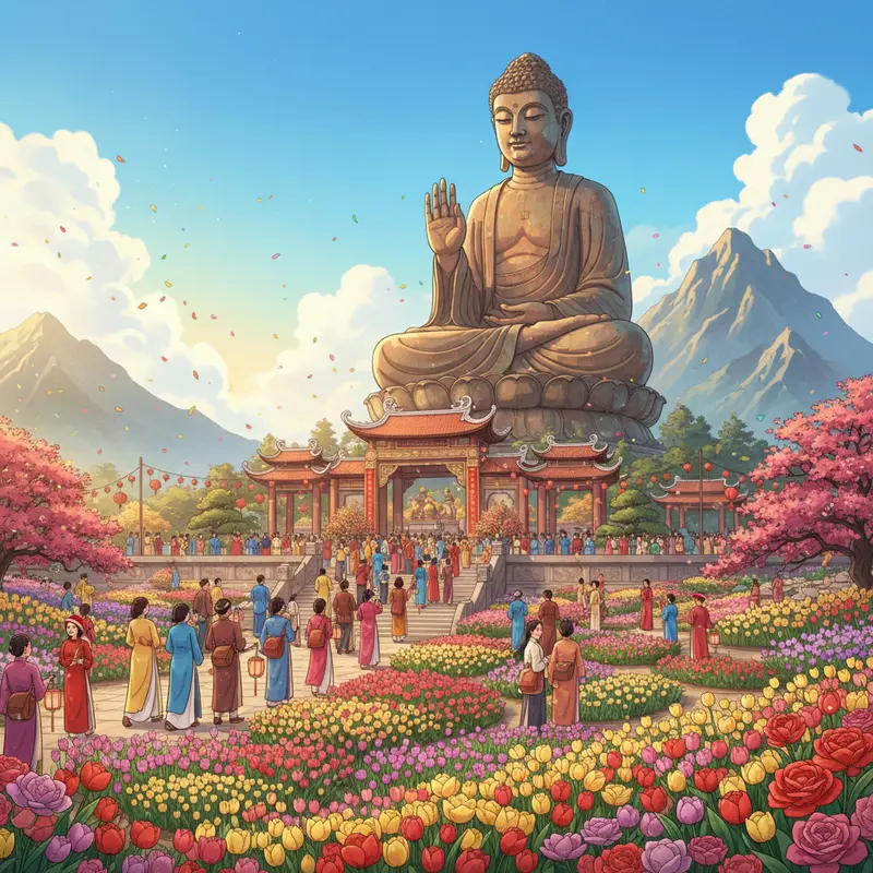 Không khí lễ hội rực rỡ sắc hoa trên đỉnh Núi Bà Đen.