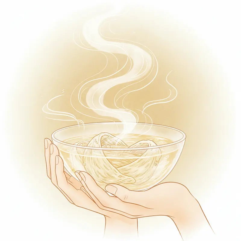 Sợi yến thật sau khi chưng giữ nguyên hình dáng và độ trong mờ tự nhiên.