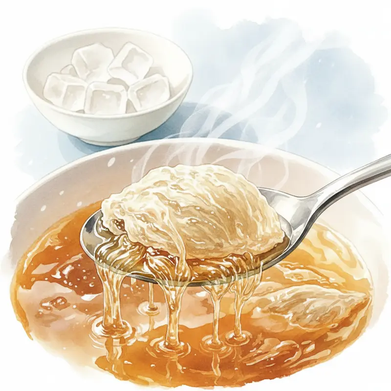 Soi tổ yến dưới ánh sáng để kiểm tra cấu trúc sợi và độ xuyên sáng.