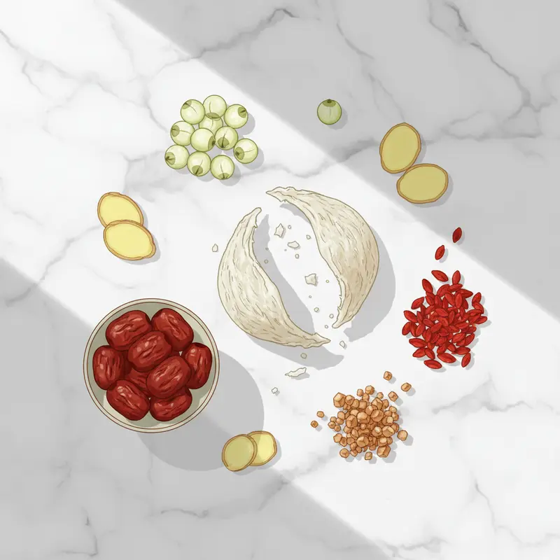 Bộ nguyên liệu tiêu chuẩn cho món yến chưng bổ dưỡng.