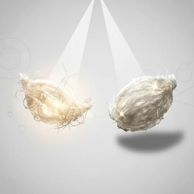 Sự khác biệt về khả năng truyền sáng giữa cấu trúc protein tự nhiên và chất độn nhân tạo.