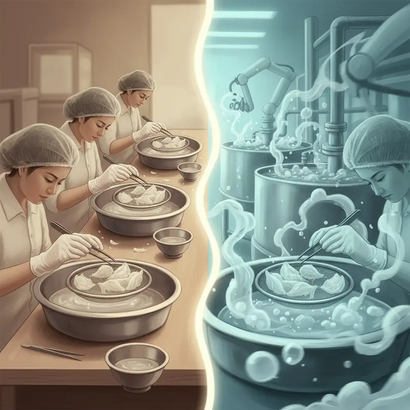 Sự khác biệt rõ rệt về thể tích giữa yến khô và yến sau khi ngâm nở.