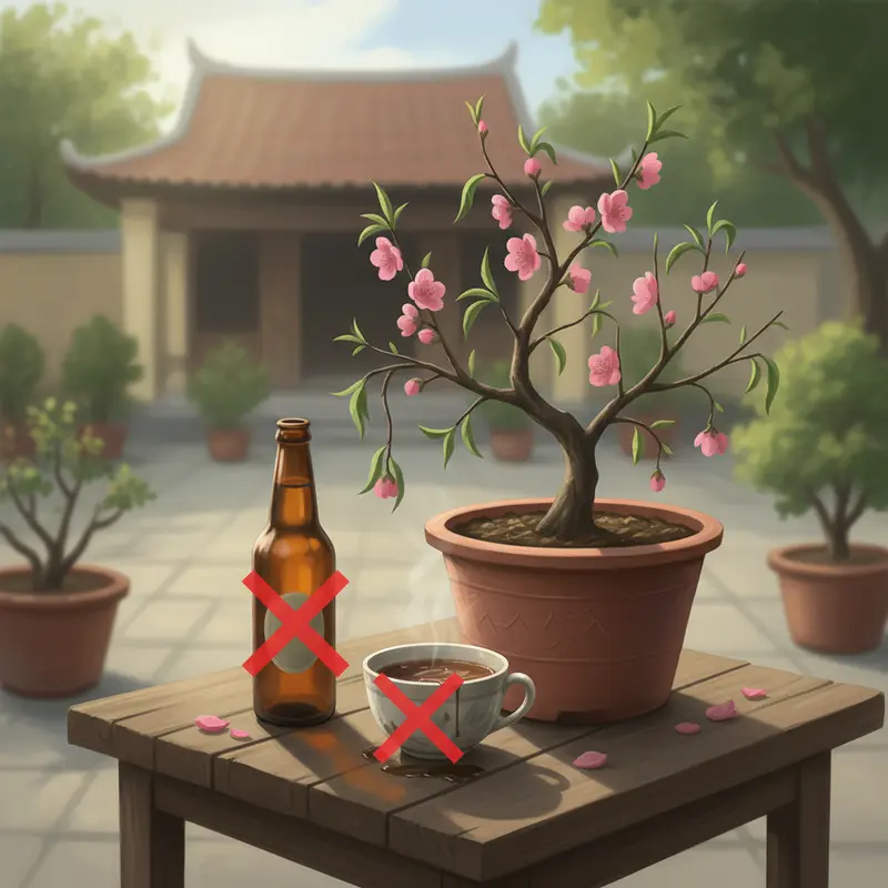 Đặt đào ở nơi thoáng khí, tránh gió lùa và nguồn nhiệt để hoa bền màu.