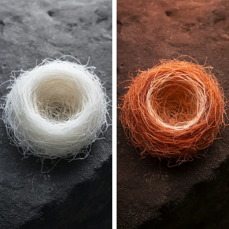 Sự khác biệt màu sắc rõ rệt giữa bạch yến và hồng yến do tác động môi trường.