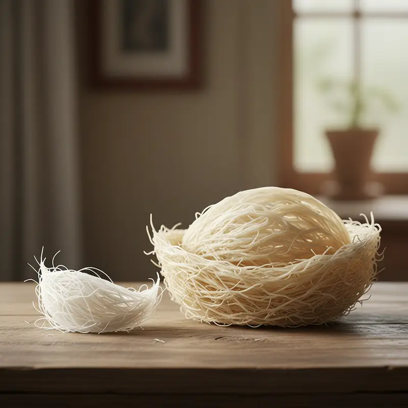 Sự khác biệt rõ rệt về màu sắc và độ dày giữa tổ yến già và tổ yến non