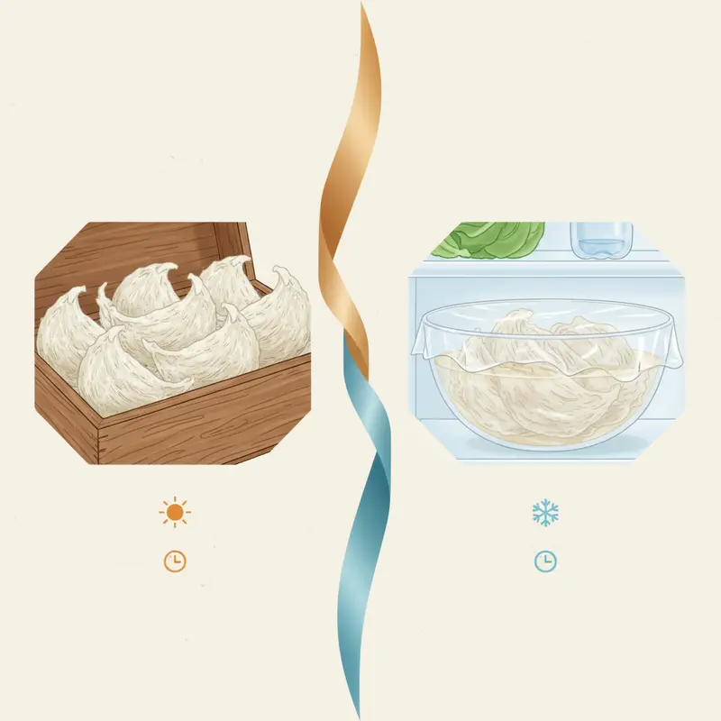 Cấu trúc sợi yến tinh chế khô hoàn toàn giúp kéo dài thời gian bảo quản.