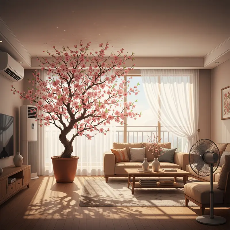 Đặt đào ở nơi thoáng khí, tránh gió lùa và nguồn nhiệt để hoa bền màu.