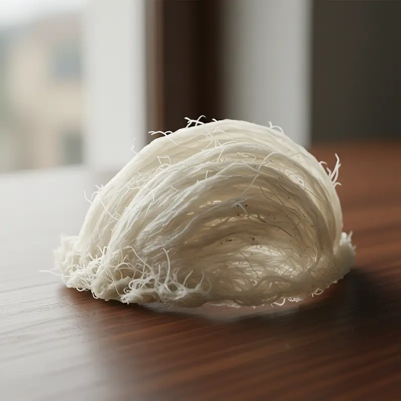 Cấu trúc sợi yến tinh chế khô hoàn toàn giúp kéo dài thời gian bảo quản.