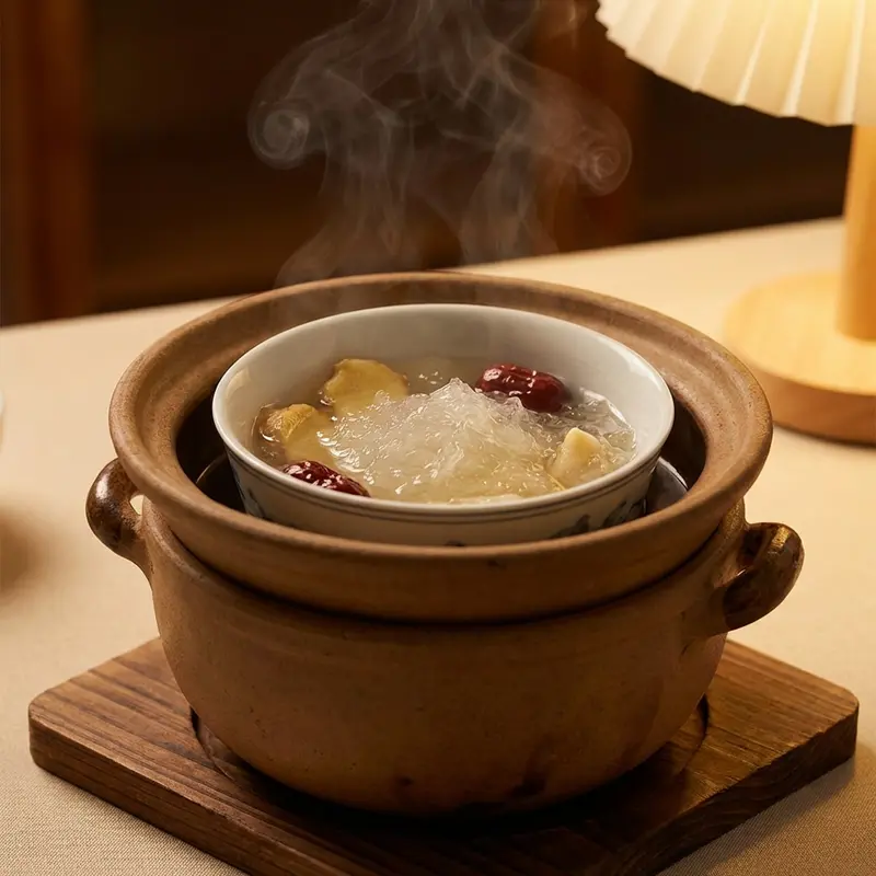 Chưng cách thủy giúp giữ trọn vẹn vi chất dinh dưỡng trong yến.