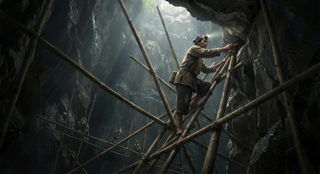 Chim yến hàng đang dệt tổ trên vách đá tự nhiên