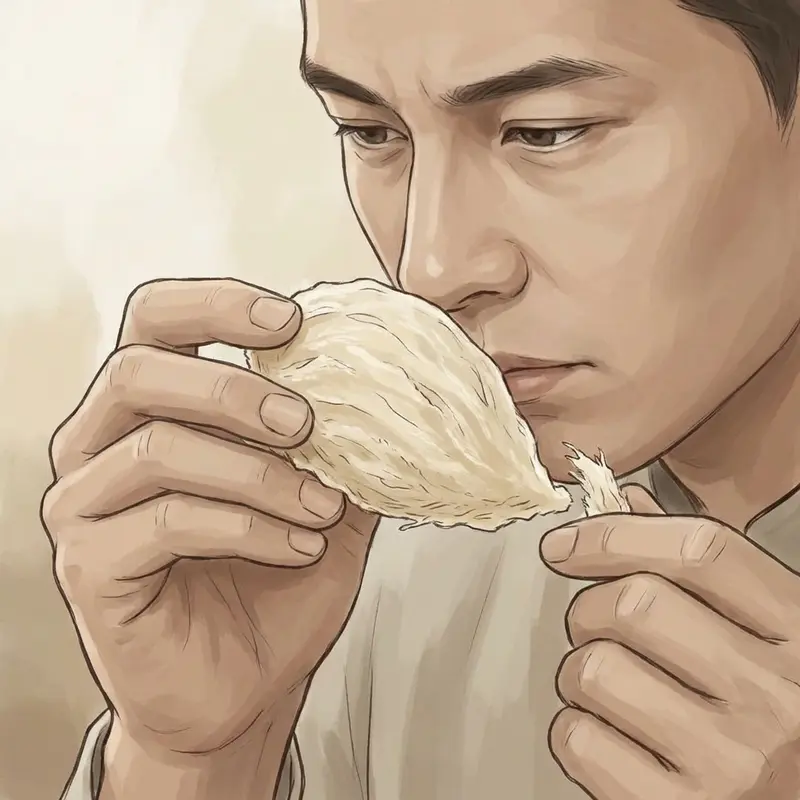 Sử dụng xúc giác và khứu giác để cảm nhận sự khác biệt của tổ yến.