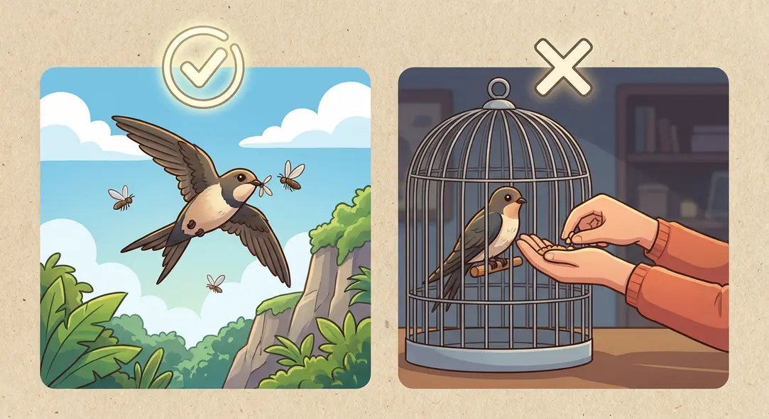 Sự khác biệt về môi trường sống: Hang động tự nhiên và Nhà dẫn dụ chuyên dụng.