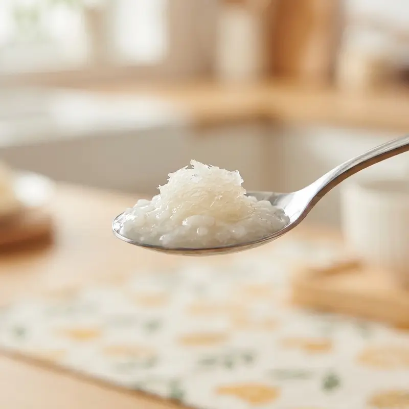 Nếu dùng, chỉ nên cho trẻ nếm thử một lượng rất nhỏ xay nhuyễn.