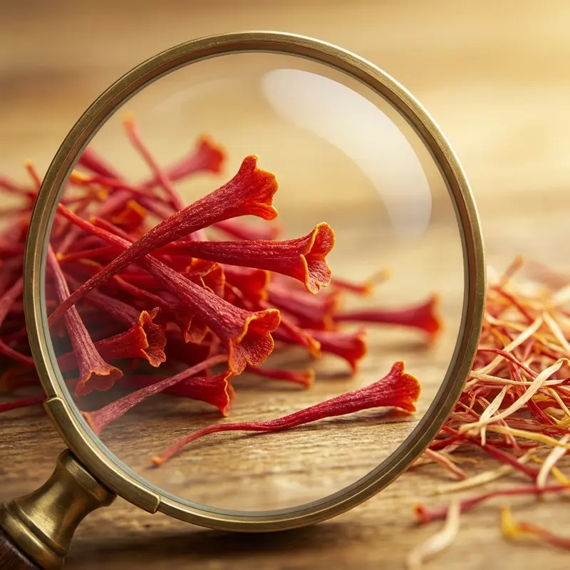 Saffron chất lượng cao có màu đỏ thẫm và hương thơm cỏ khô đặc trưng.