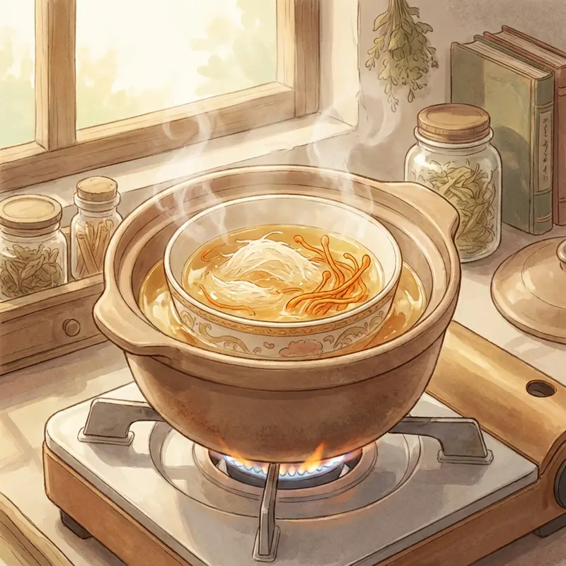 Kỹ thuật chưng cách thủy giúp bảo toàn trọn vẹn dưỡng chất trong yến và đông trùng.