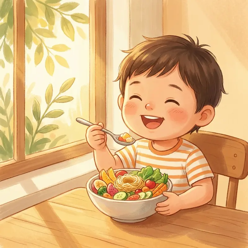 Bé ăn ngon miệng hơn nhờ hệ tiêu hóa khỏe mạnh.