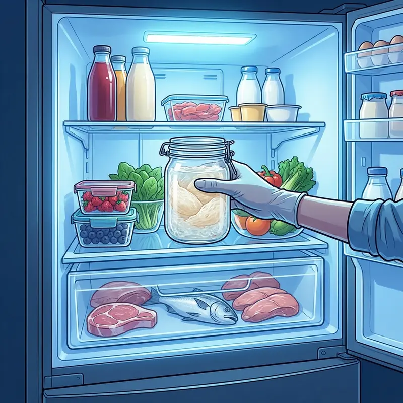 Đặt yến sâu trong ngăn mát để duy trì nhiệt độ ổn định.