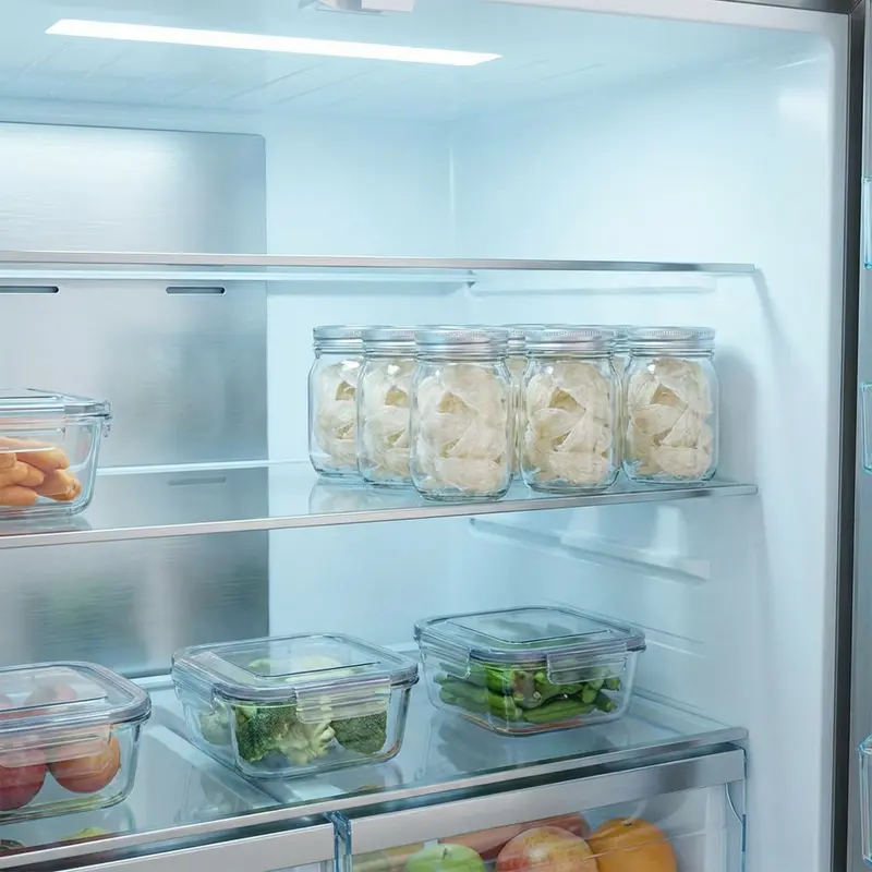 Đặt yến sào sâu trong ngăn mát tủ lạnh để đảm bảo nhiệt độ ổn định.