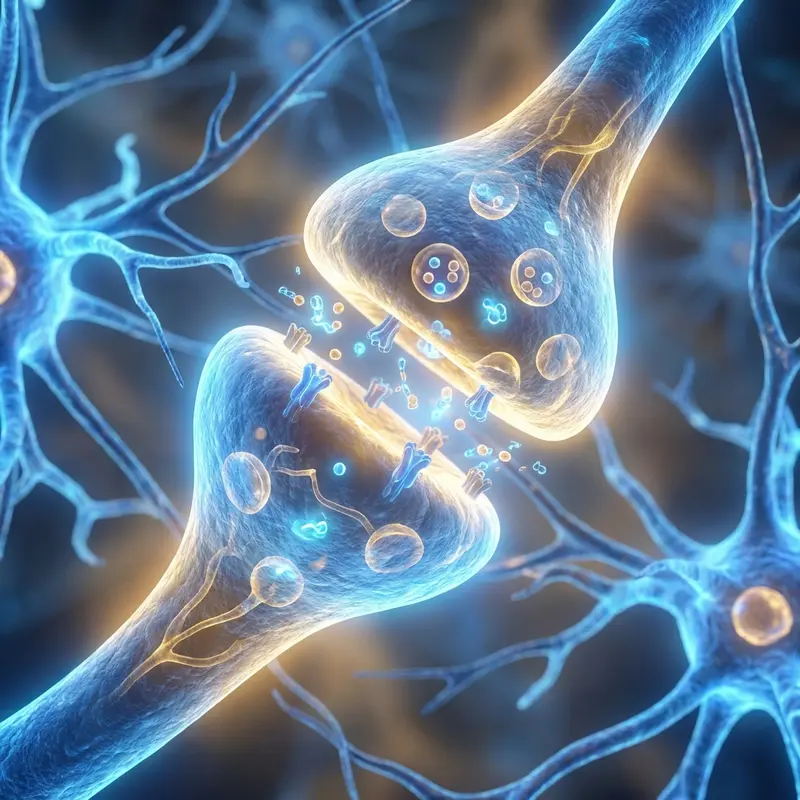 Mô phỏng chân thực cấu trúc của một khớp thần kinh đang truyền dẫn tín hiệu.