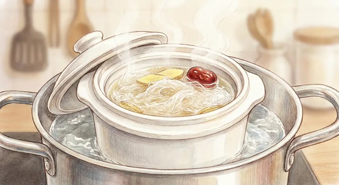 Chưng yến cách thủy đúng cách là bí quyết để yến nở đều và giữ trọn dưỡng chất.