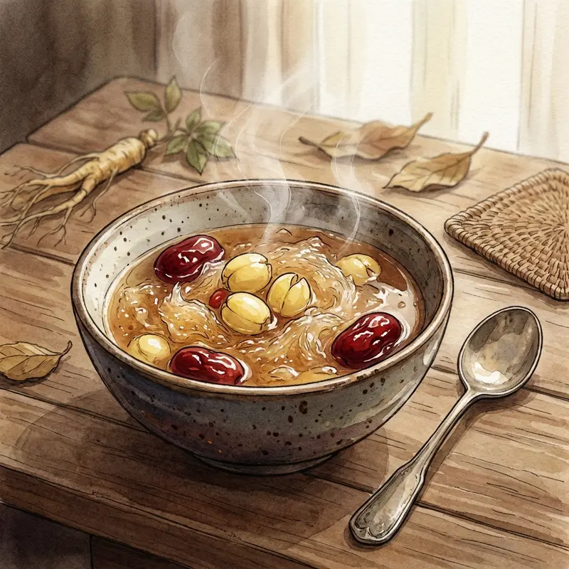 Món canh yến chưng táo đỏ và hạt sen bổ dưỡng cho sức khỏe.