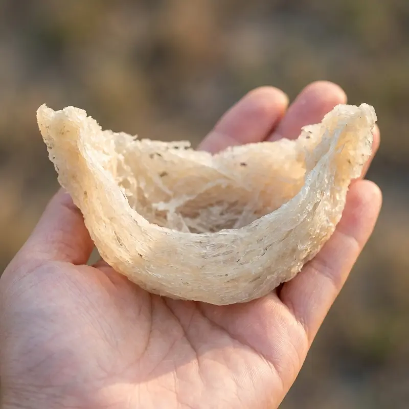 Hình dáng khum sâu, dày dặn và bề mặt sần sùi của tổ yến tự nhiên.