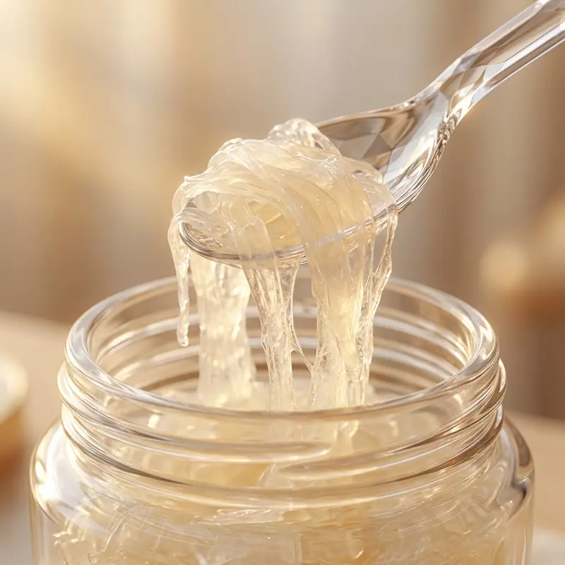 Sợi yến chưng tươi luôn giữ được độ dài, dai và độ trong suốt tự nhiên.