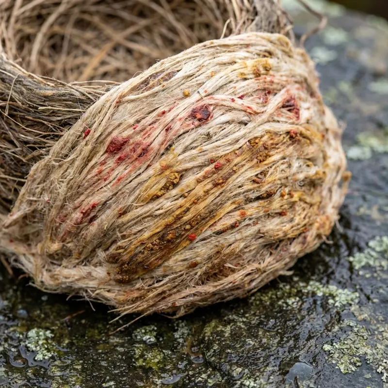 Kết cấu dày và màu sắc không đồng đều của yến đảo thô cho thấy sự phong phú về khoáng chất vi lượng.