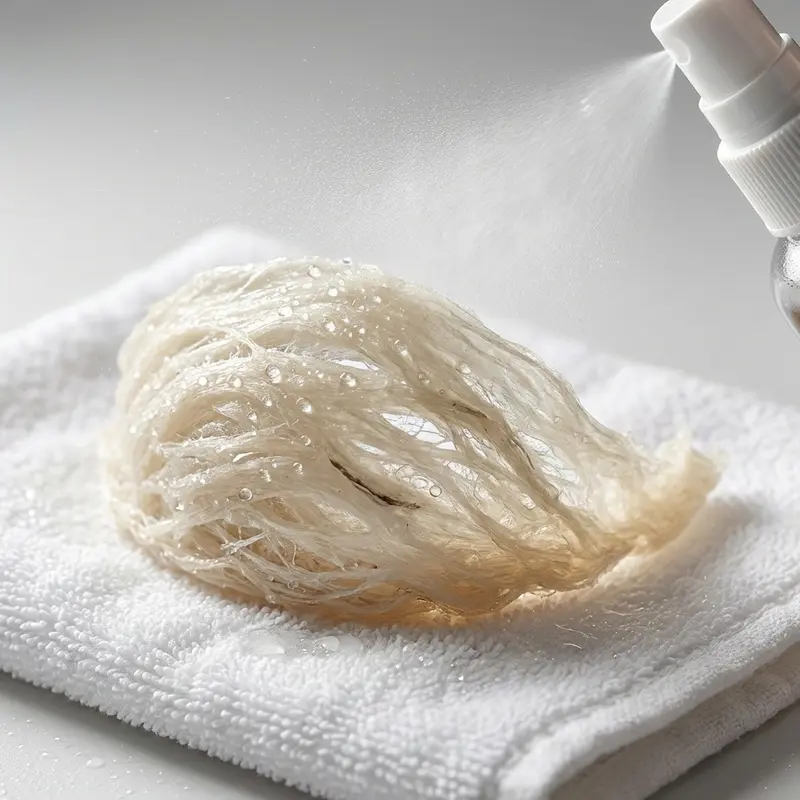 Phun sương và ủ ẩm giúp sợi yến mềm mại mà không mất chất dinh dưỡng.