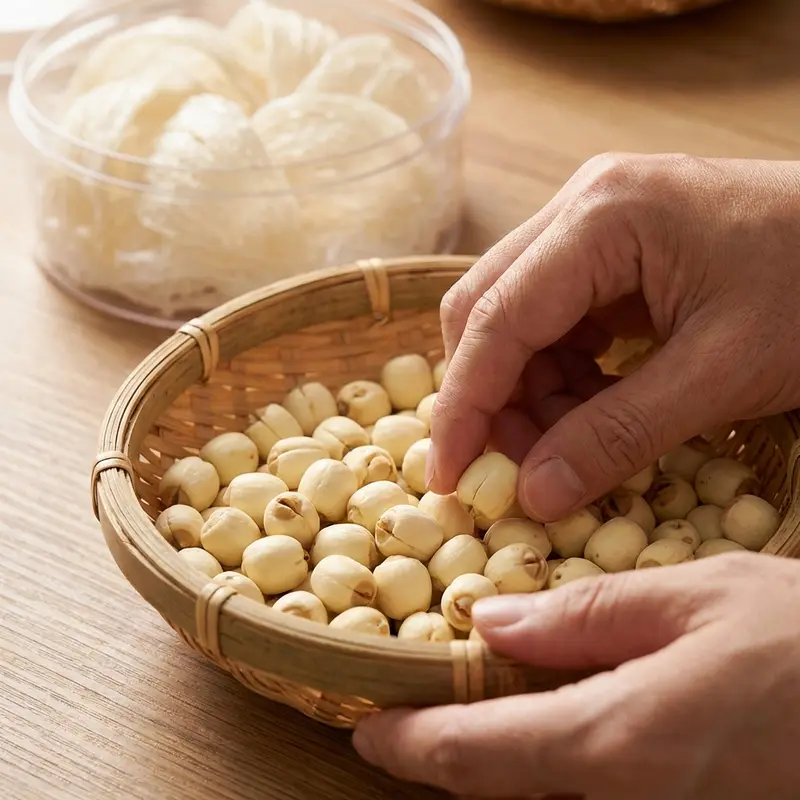 Bí quyết chọn hạt sen tươi và yến sào chất lượng cao.