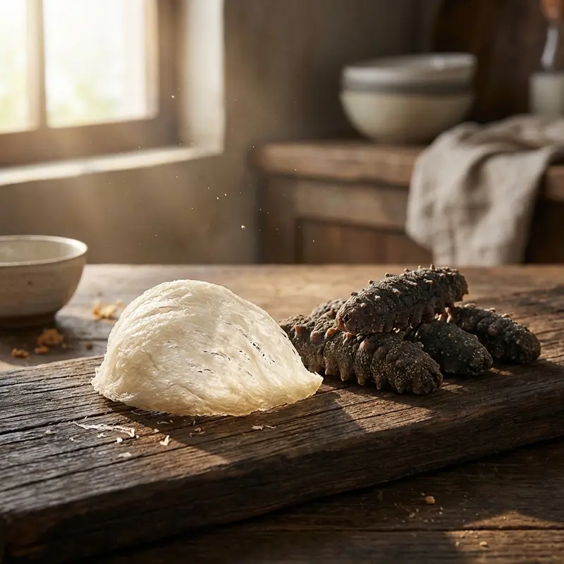 Yến sào và hải sâm là hai nguyên liệu thượng hạng chứa hàm lượng dinh dưỡng khổng lồ.