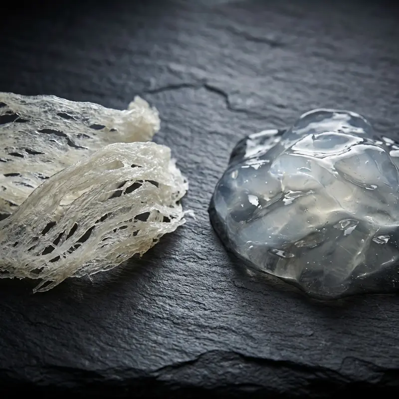 Phân biệt yến sào thật và các chất độn tạo đặc.